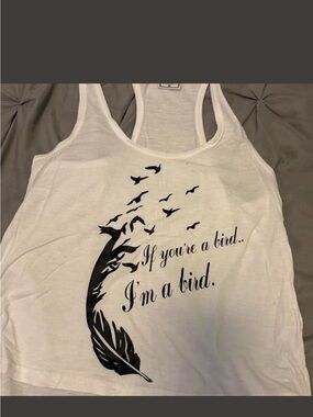Exist White Racerback Tank with Black Graphic